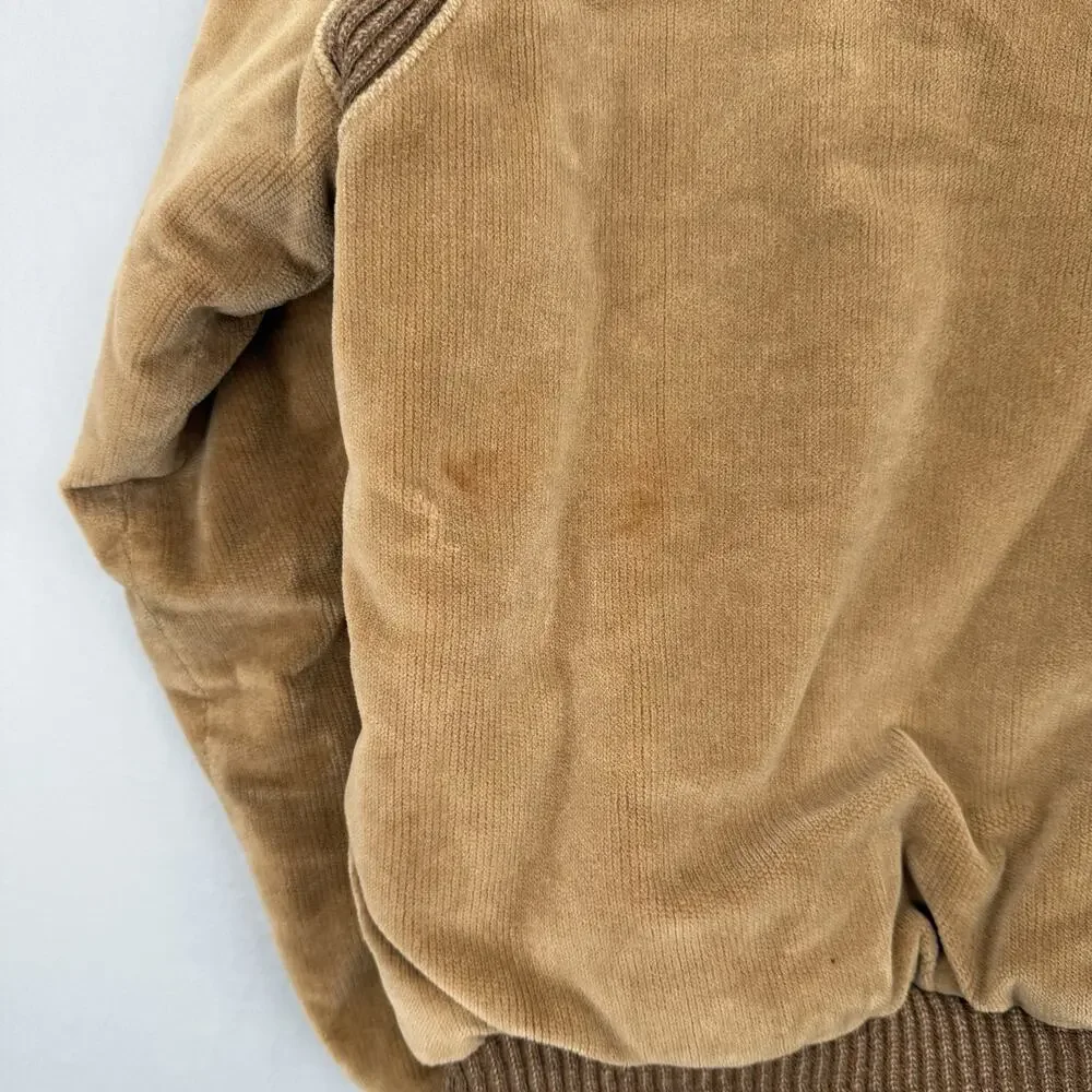Vintage Corduroy Flight Bomber Jacket 70s Brown WIlliam Barry Sz 40 Lined Coat